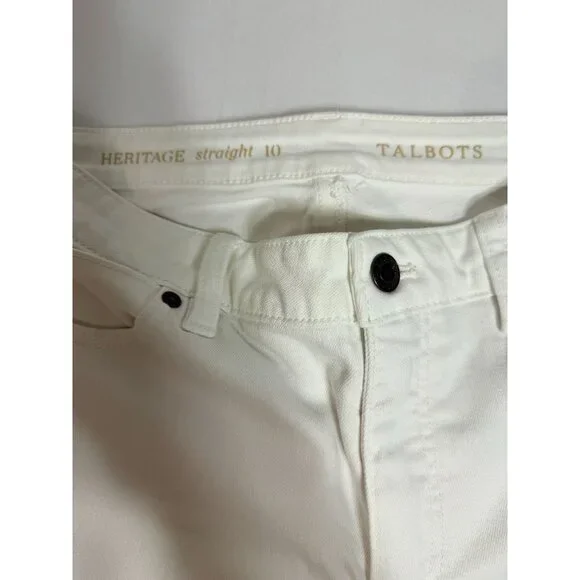 Talbots Womens White Heritage Straight-Leg Pants Size 10 Cotton Blend - Picture 5 of 15